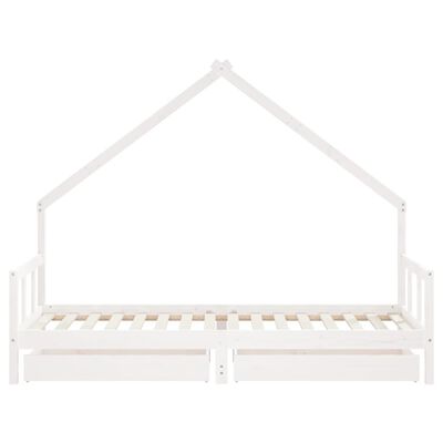 vidaXL Cadre de lit enfant tiroirs blanc 90x200 cm bois de pin massif