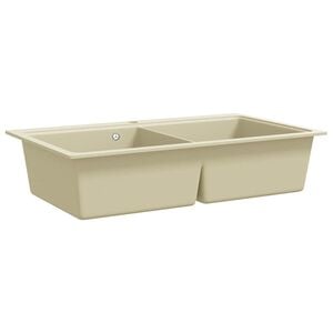 vidaXL &Eacute;vier de cuisine Granit Double lavabo Beige