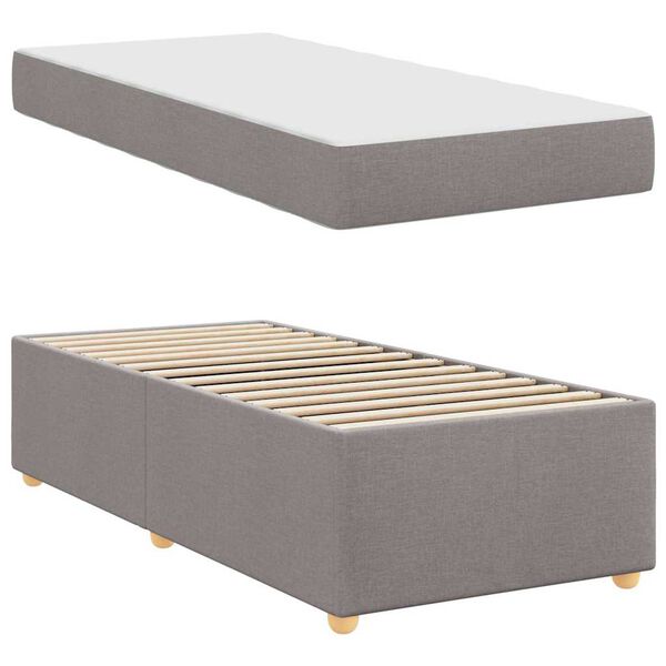 vidaXL Cadre de lit avec matelas Taupe 90 x 190 cm tissu