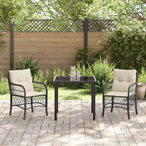 vidaXL Ensemble de salle &agrave; manger pour jardin 9 pcs Noir polyrotin
