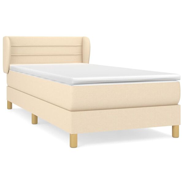 vidaXL Sommier &agrave; lattes de lit avec matelas Cr&egrave;me 100x200 cm Tissu