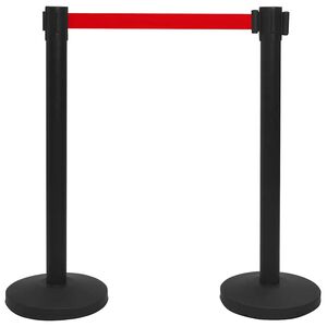 vidaXL Colonne avec bande de barri&egrave;re d'a&eacute;roport Inox Noir