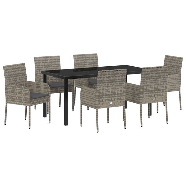 vidaXL Ensemble de salle &agrave; manger pour jardin 7 pcs Gris polyrotin