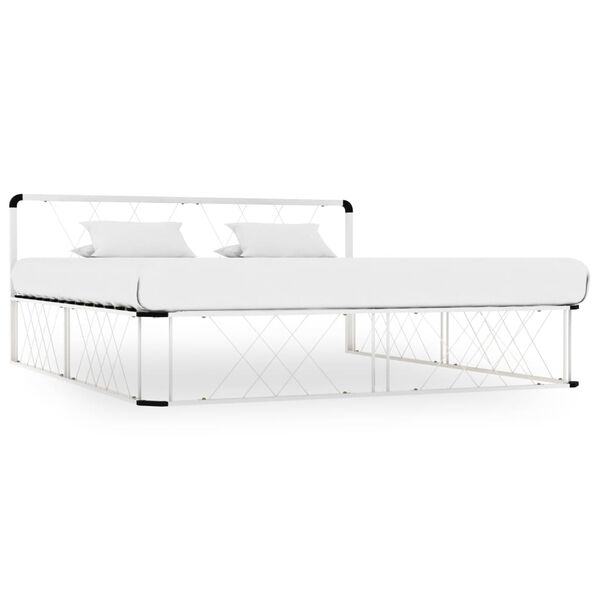 vidaXL Cadre de lit sans matelas blanc m&eacute;tal 200x200 cm