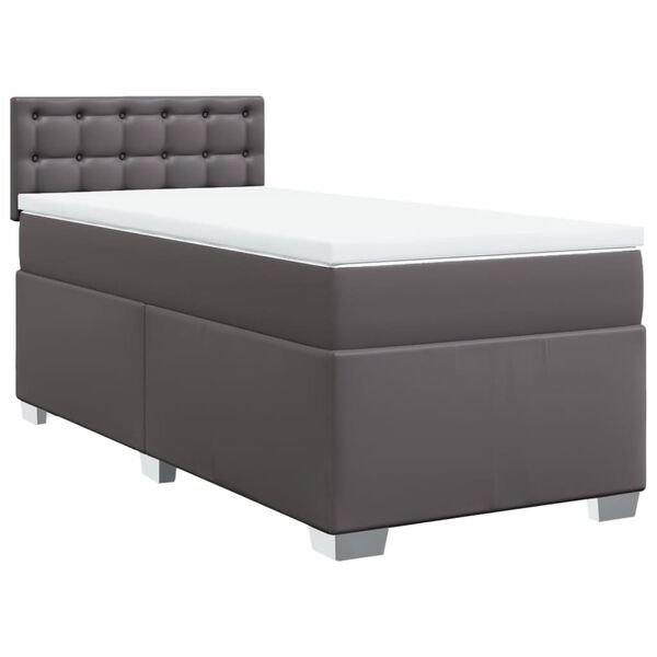 vidaXL Sommier &agrave; lattes de lit avec matelas Gris 90x190 cm Similicuir