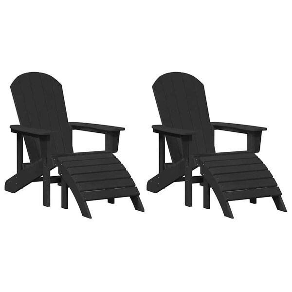vidaXL Chaise de jardin 2 pcs Noir 83 x 74 x 92 cm Polyéthylène