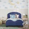 vidaXL Cadre de lit pour enfants avec t&ecirc;te de lit Bleu police Velours