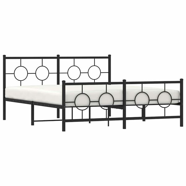 vidaXL Cadre de lit m&eacute;tal sans matelas avec pied de lit noir 150x200cm