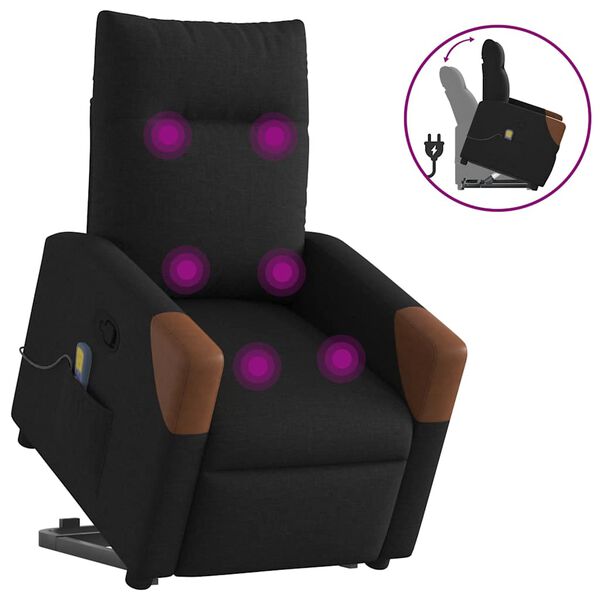 vidaXL Fauteuil de massage inclinable Noir Tissu