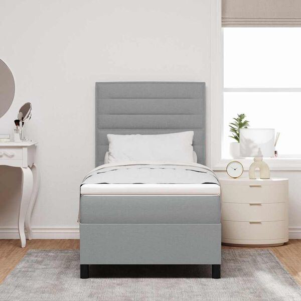 vidaXL Lit &agrave; ressorts avec matelas Gris clair 90 x 190 cm tissu