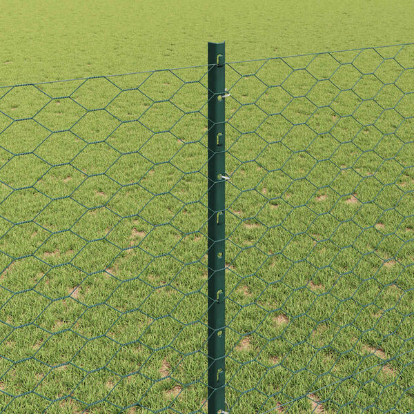 vidaXL Cl&ocirc;ture avec poteau Vert 1,4 x 50 m Acier et PVC