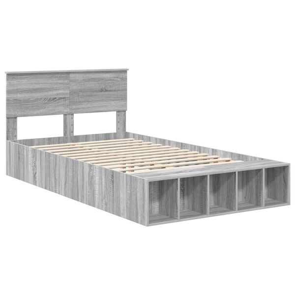 vidaXL Cadre de lit Gris Sonoma 120 x 190 cm Bois d'ing&eacute;nierie