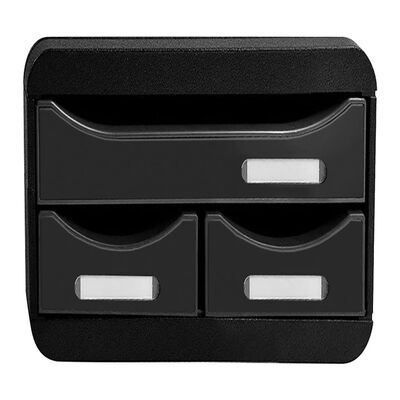 Exacompta Set de tiroirs de bureau Small-Box Black 3 tiroirs Brillant