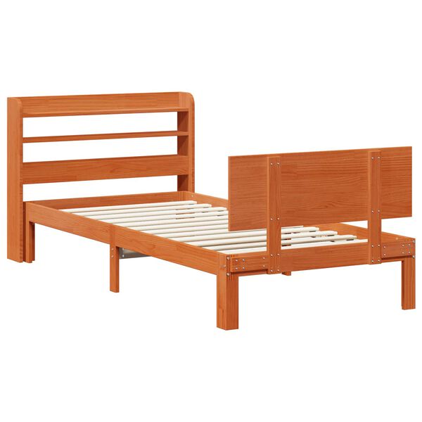 vidaXL Cadre de lit avec stockage 2 pcs Cire marron Bois de Pin Massif