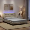 vidaXL Cadre de lit avec LED sans matelas Hvar cr&egrave;me 140x190 cm tissu
