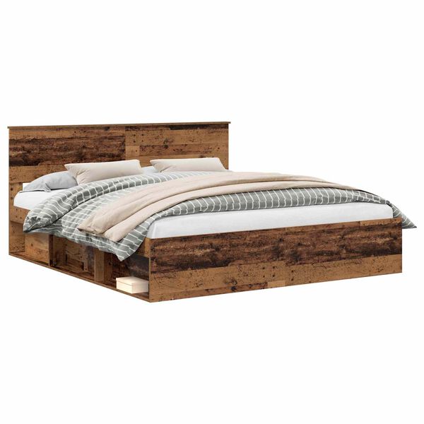 vidaXL Cadre de lit Bois ancien 200 x 200 cm Bois d'ing&eacute;nierie