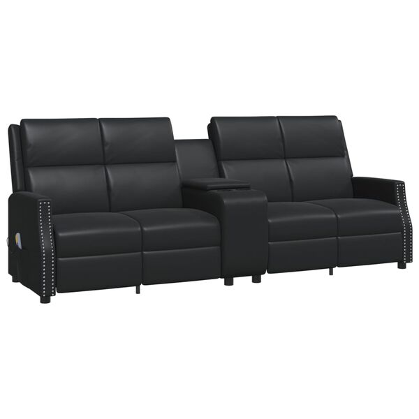 vidaXL Fauteuil de massage inclinable 4 places noir similicuir