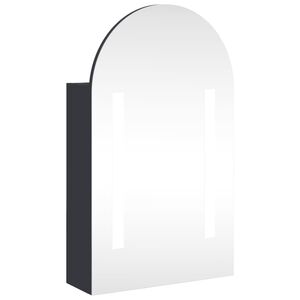 vidaXL Armoire de bain &agrave; miroir avec LED arqu&eacute;e gris 42x13x70 cm