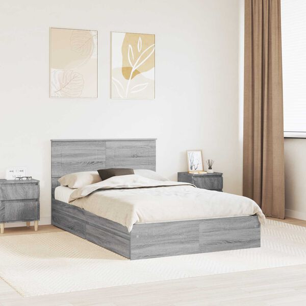 vidaXL Lit de Rangement Gris Sonoma 120 x 200 cm Bois d'ingénierie