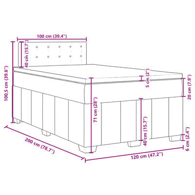 vidaXL Sommier à lattes de lit avec matelas Gris clair 120x200cm Tissu