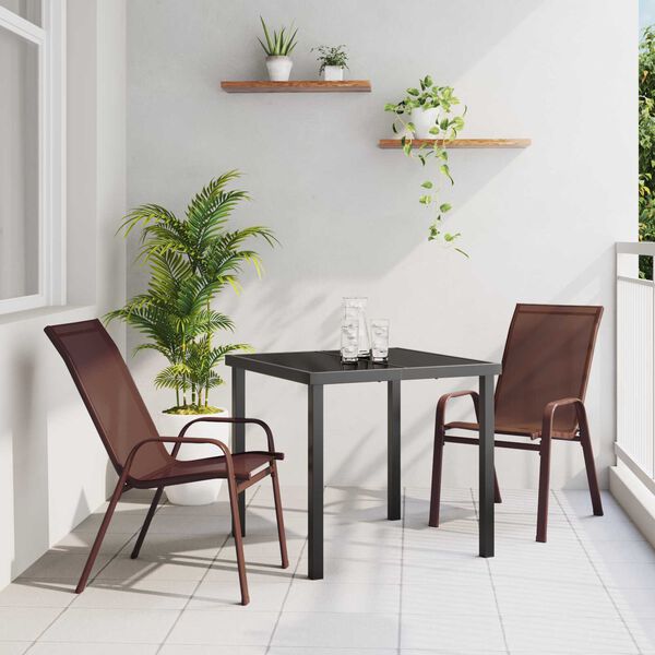 vidaXL Ensemble de salle &agrave; manger pour jardin 3 pcs Marron et Noir