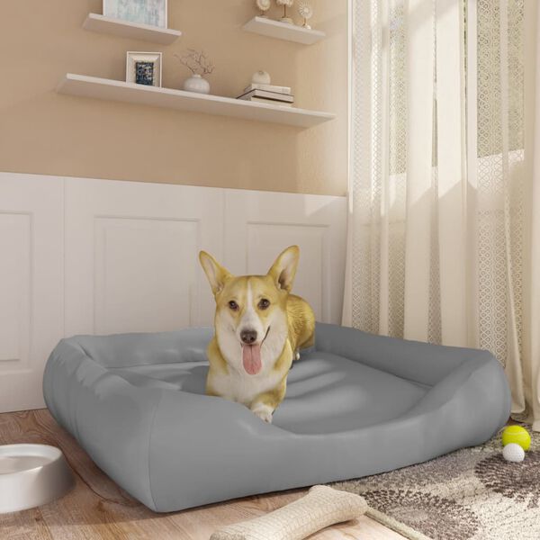 vidaXL Lit pour chien Gris fonc&eacute; 80x68x23 cm Similicuir