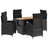 vidaXL Ensemble de repas ext&eacute;rieur avec coussin 5 pcs Noir