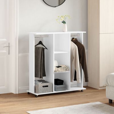 vidaXL Garde-robe avec roues blanc 102x38x110 cm bois d'ingénierie