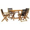 vidaXL Ensemble &agrave; manger de jardin 5pcs noir polypropyl&egrave;ne bois massif