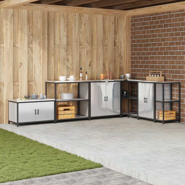vidaXL Rangement de cuisine avec &eacute;tag&egrave;re Argent 60 x 50 x 92 cm Acier