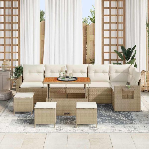 vidaXL Ensemble de canap&eacute; de jardin 12 pcs Beige et cr&egrave;me polyrotin