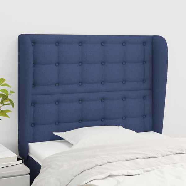vidaXL T&ecirc;te de lit avec oreilles Bleu 93x23x118/128 cm Tissu