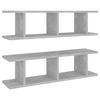 vidaXL &Eacute;tag&egrave;res murales 2 pcs Gris b&eacute;ton 75x18x20 cm bois d'ing&eacute;nierie