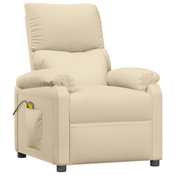 vidaXL Fauteuil de massage Crème Tissu