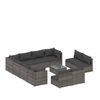 vidaXL Salon de jardin 12 pcs avec coussins Gris R&eacute;sine tress&eacute;e