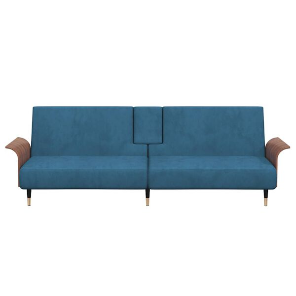 vidaXL Canap&eacute;-lit avec porte-gobelets bleu velours