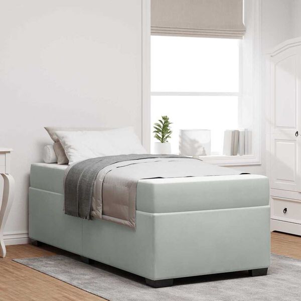 vidaXL Cadre de lit avec matelas Gris clair 90 x 190 cm tissu