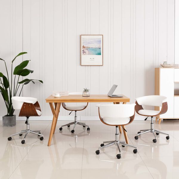 vidaXL Chaises pivotantes &agrave; manger lot de 4 Blanc Similicuir
