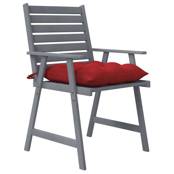 vidaXL Chaises &agrave; manger d'ext&eacute;rieur et coussins lot de 4 Acacia massif