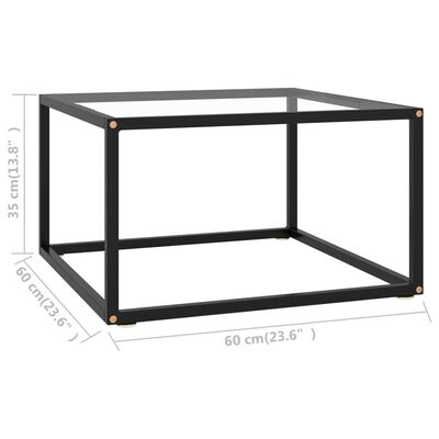 vidaXL Table basse Noir avec verre trempé 60x60x35 cm
