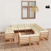 vidaXL Salon de jardin 11 pcs avec coussins Marron miel Bois de pin