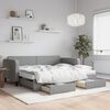 vidaXL Lit de jour avec gigogne et tiroirs gris clair 90x200 cm tissu