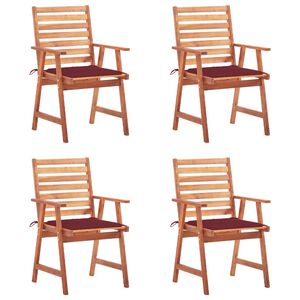 vidaXL Chaises &agrave; manger d'ext&eacute;rieur lot de 4 et coussins Acacia massif