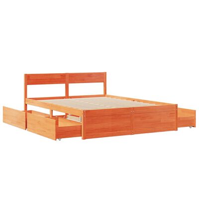 vidaXL Cadre de lit sans matelas cire marron 150x200cm bois pin massif