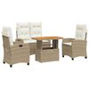 vidaXL Ensemble &agrave; manger de jardin coussins 4 pcs beige r&eacute;sine tress&eacute;e