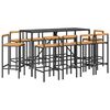 vidaXL Ensemble de bar jardin 11pcs noir poly rotin/bois massif acacia