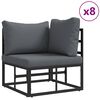 vidaXL Ensemble de canapé de jardin avec coussin 13 pcs Noir Aluminium