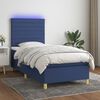 vidaXL Sommier &agrave; lattes de lit et matelas et LED Bleu 90x200 cm Tissu