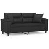 vidaXL Canap&eacute; 2 places avec oreillers d&eacute;coratifs noir 140cm similicuir