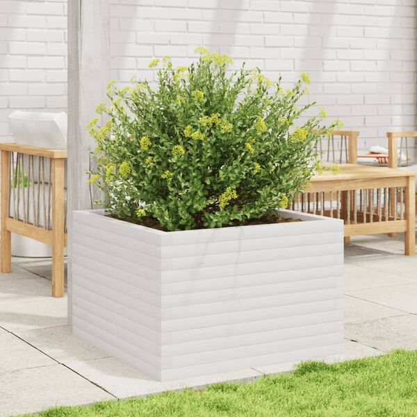 vidaXL Jardini&egrave;re blanc 70x70x45,5 cm bois de pin massif